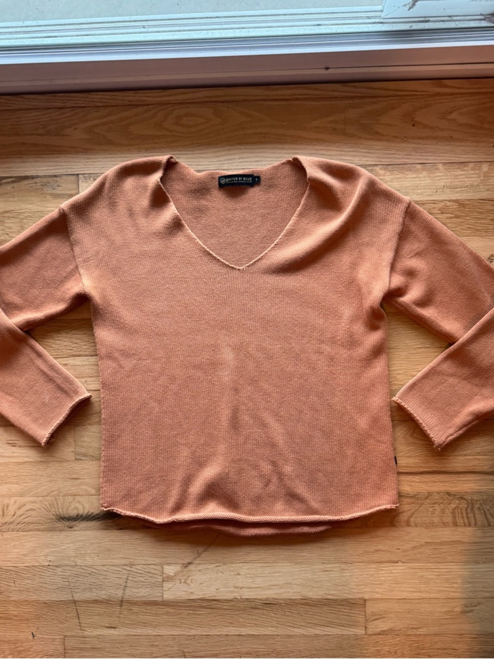 United By Blue Lightweight V-Neck Sweater in Terracotta